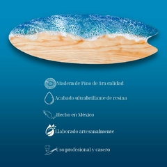 Tabla de Picar y Servir en forma de Tabla de Surf decorada Olas de Mar - comprar en línea