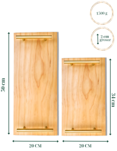 Bandeja de madera con asas doradas - DB WORKSHOP