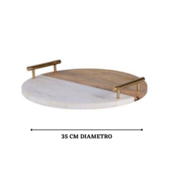 Bandeja decorativa bandeja de estilo marmol y madera tabla de quesos - comprar en línea