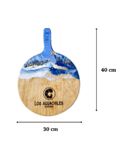 "Tabla de Cortar y Servir Redonda 'Marina Brillante' con Toque Personal"