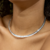 Choker aro rígida banhada em ródio branco