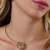 Choker aro liso com pingente orgânico banhado em ouro