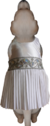 Vestido de seda blanco con tablitas y cintura de encaje plateado. - (copia) - comprar online