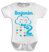 Body Infantil Bebê Branco Personalizado Mêsversário/Idade- Nuvem- 2
