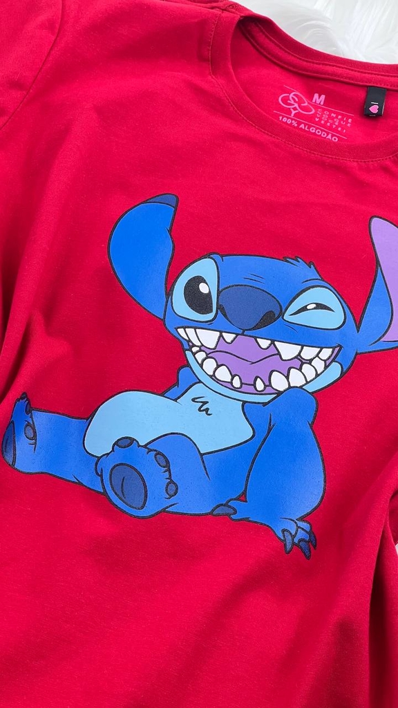 Disney Camiseta feminina Lilo & Stitch com desenho colorido com texto,  Preto, G