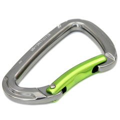 Mosquetão USClimb Aluminio Wind D - Sem Trava Rosca 24KN - Curvo CE/UIAA Cinza com Gatilho verde - comprar online