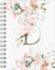 Caderno A5 - coleção alfabeto floral rosa