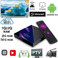 Novo h96 mini v8 núcleo 4k hd caixa de tv iptv android 10.0 wifi 2.4ghz sem fio - comprar online