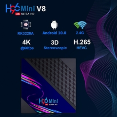 Novo h96 mini v8 núcleo 4k hd caixa de tv iptv android 10.0 wifi 2.4ghz sem fio - comprar online