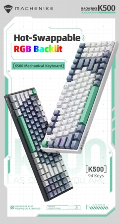 Machenike k500 teclado teclado mecânico com fio teclado trocável quente 94 tec - comprar online