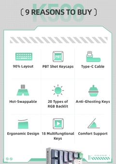 Machenike k500 teclado teclado mecânico com fio teclado trocável quente 94 tec na internet