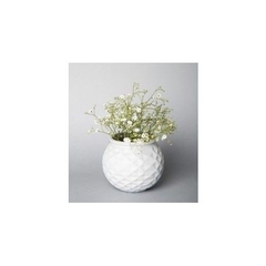 FLORERO DE CERAMICA REDONDO CON RELIEVE BLANCO - comprar online