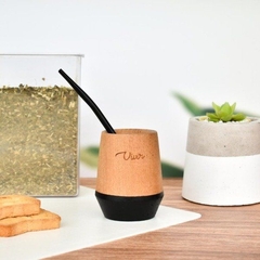 MATE DE MADERA CON BOMBILLA - comprar online