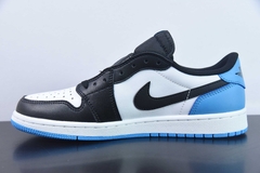 Tênis Jordan 1 Retro Low OG Black Dark Powder Blue na internet