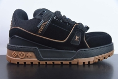 Tênis Louis Vuitton Trainer Maxi Black Brown Suede - comprar online