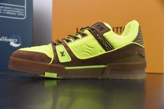 Tênis Louis Vuitton Trainer Yellow Brown na internet