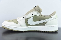 Tênis Jordan 1 Retro Low Golf Travis Scott Neutral Olive na internet