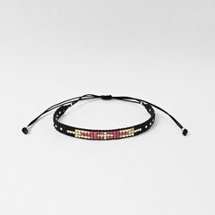 PULSERA CRUZ - NEGRO Y ROJO CARMIN