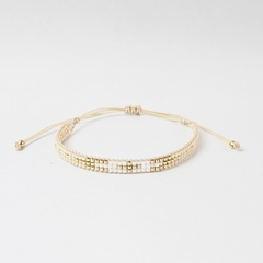 PULSERA CRUZ - BEIGE Y BLANCO