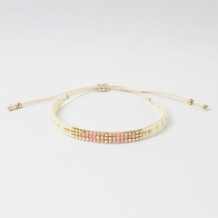 PULSERA CRUZ - NATURAL Y ROSA