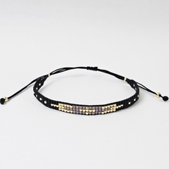 PULSERA CRUZ - NEGRO Y PURPURA MATE