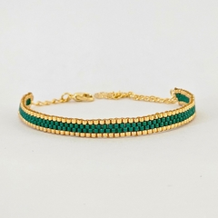 PULSERA LINE DORADO Y VERDE ESMERALDA - comprar online