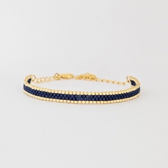 PULSERA LINE DORADO Y AZUL MARINO - comprar online