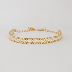 PULSERA LINE DORADO Y NATURAL - comprar online