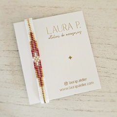 PULSERA PAMPA - CIRUELA, LILA Y BLANCO