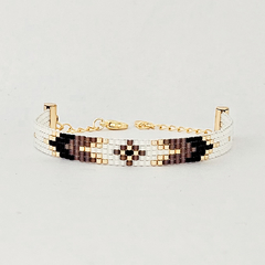 PULSERA DALLAS - BLANCO, NEGRO Y PURPURA