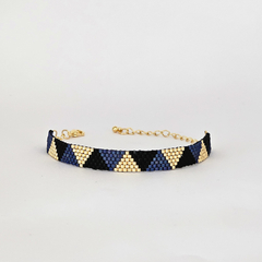 PULSERA ROMA - AZUL, NEGRO Y DORADO