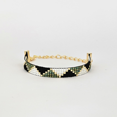 PULSERA MILAN - VERDE, BLANCO Y NEGRO