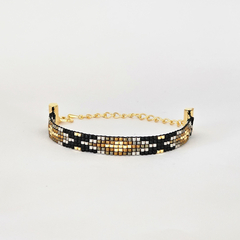 PULSERA TOKIO - NEGRO, DORADOS Y PLATEADO