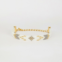 PULSERA DALLAS - BLANCO, PLATEADO Y DORADO