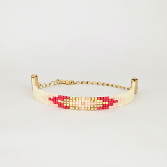 PULSERA MEMPHIS - NATURAL, ROSA Y CARMIN