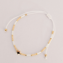 PULSERA FINI ESTRELLA - BLANCO Y BEIGE