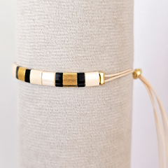 PULSERA TILA NATURAL, BLANCO Y NEGRO - comprar online