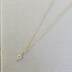 COLLAR ESTRELLA BLANCA CON CADENA MINI ESLABÓN CON BAÑO DE ORO - comprar online