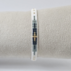 PULSERA CRUZ - BLANCO Y PETROLEO - comprar online