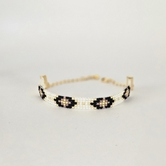 PULSERA PARIS - BLANCO, NEGRO Y PURPURA