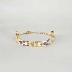 PULSERA NY - NATURAL, ROSA, LILA Y DORADO