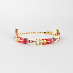 PULSERA NY - CORAL, PURPURA, BLANCO Y DORADO