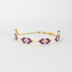 PULSERA PARIS - BLANCO Y VIOLETA Y LILA