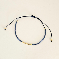 PULSERA FINI JAZMIN - AZUL Y DORADO