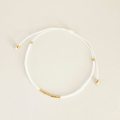 PULSERA FINI JAZMIN - BLANCO Y DORADO