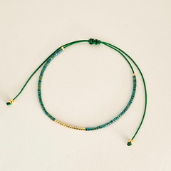 PULSERA FINI JAZMIN - VERDE ESMERALDA Y DORADO