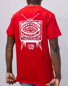T-shirt TV Retro III - White on Red - DROP EVO