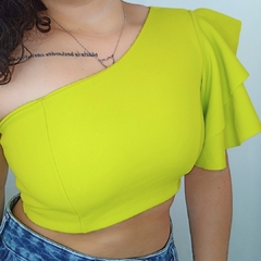 Imagem do Blusa Cropped Nula Manga com Babado Lateral