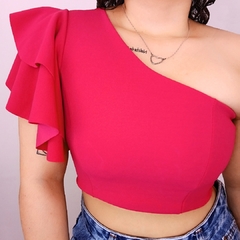 Blusa Cropped Nula Manga com Babado Lateral - Radore Store