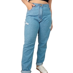 Imagem do Calça Jeans Cintura Alta Modelo Mom Lavagem Clara